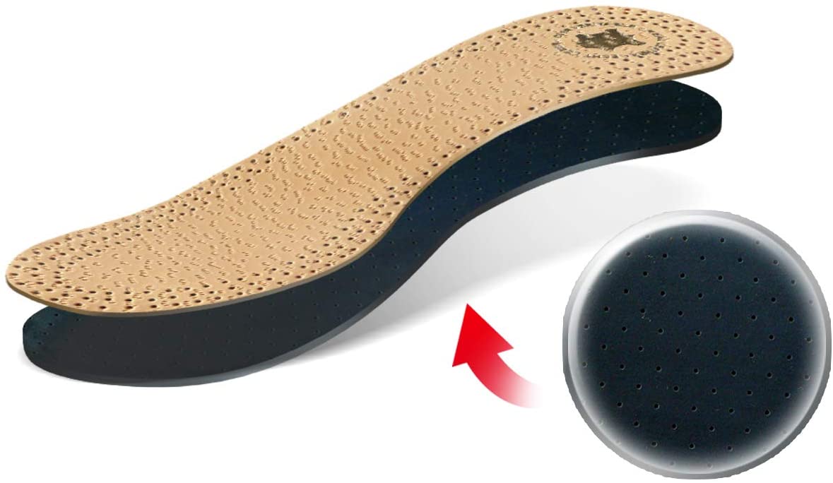 H&C Premium Shoe Insoles Made of Sheepskin Leather and Charcoal Paded, Elegant and Comfortable