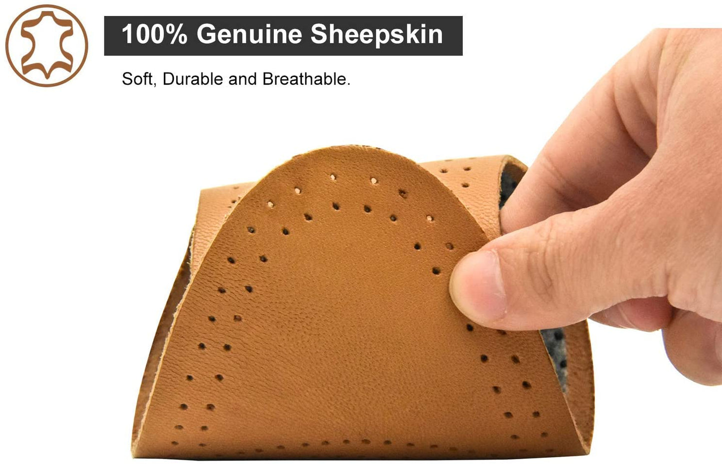 H&C Premium Shoe Insoles Made of Sheepskin Leather and Charcoal Paded, Elegant and Comfortable