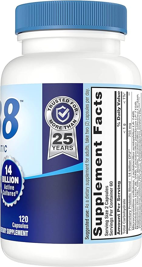 Now Pb 8 Pro-biotic Acidophilus, Capsule, 120-count (Pack of 2)